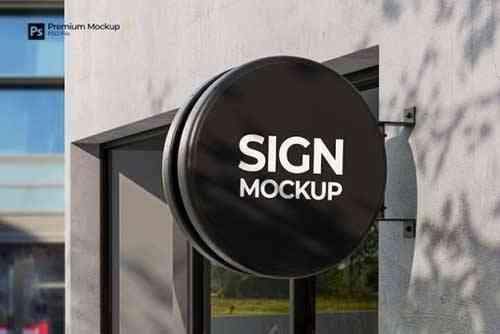 Round Signboard Mockup