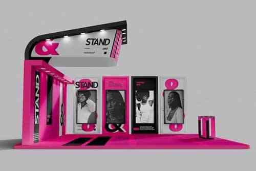 Exhibition Stand with Video Wall Mockup