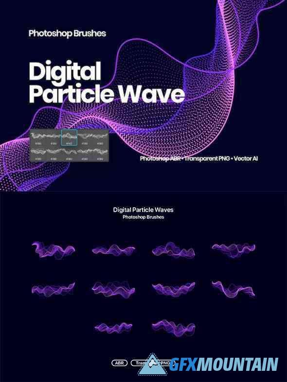 Digital Particle Waves Photoshop Brushes
