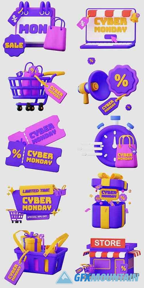 3D Icon Cyber Monday Illustration Collection