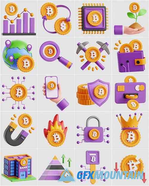 Bitcoin 3D Icon Pack
