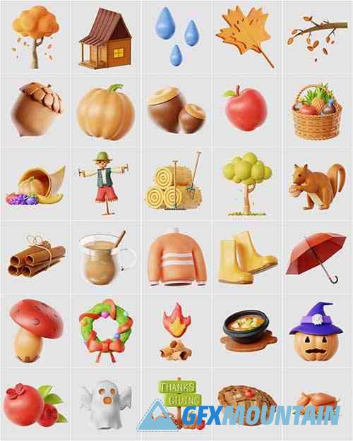 3D Fall (Autumn) Icons