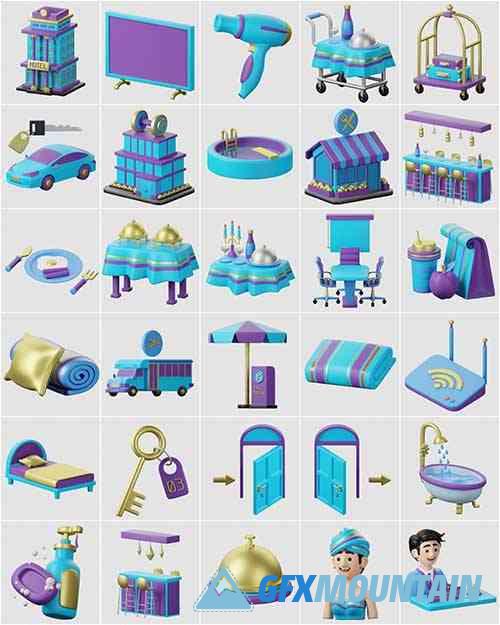 3D Hotel Icons