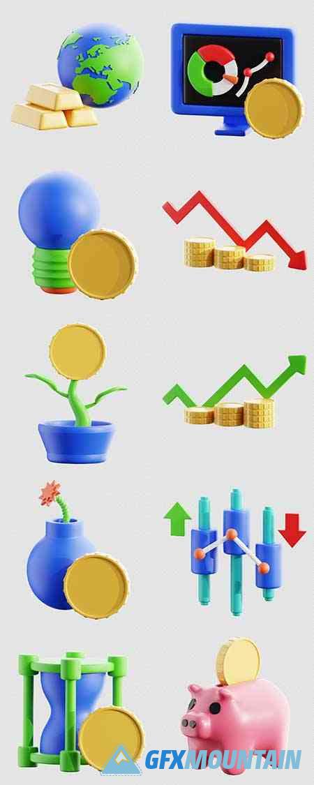 Investment 3D Icons