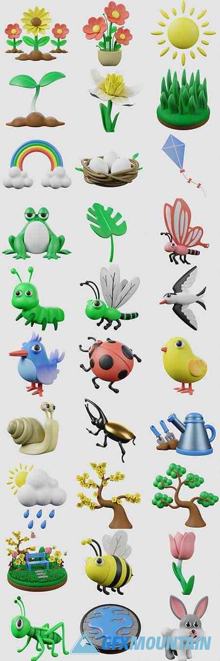 3D Spring Icons