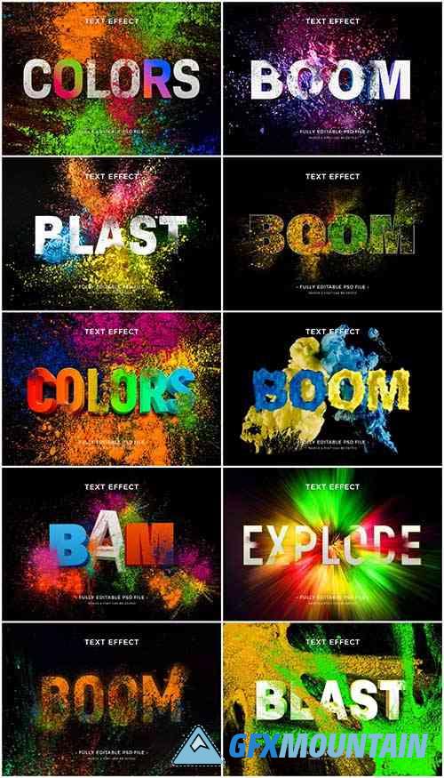 Color Explosion Text Effect Design Collection