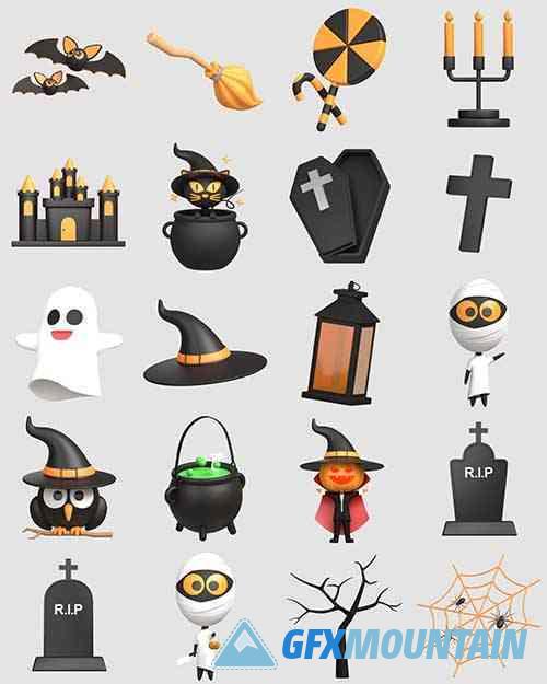 3D Halloween Icon Set