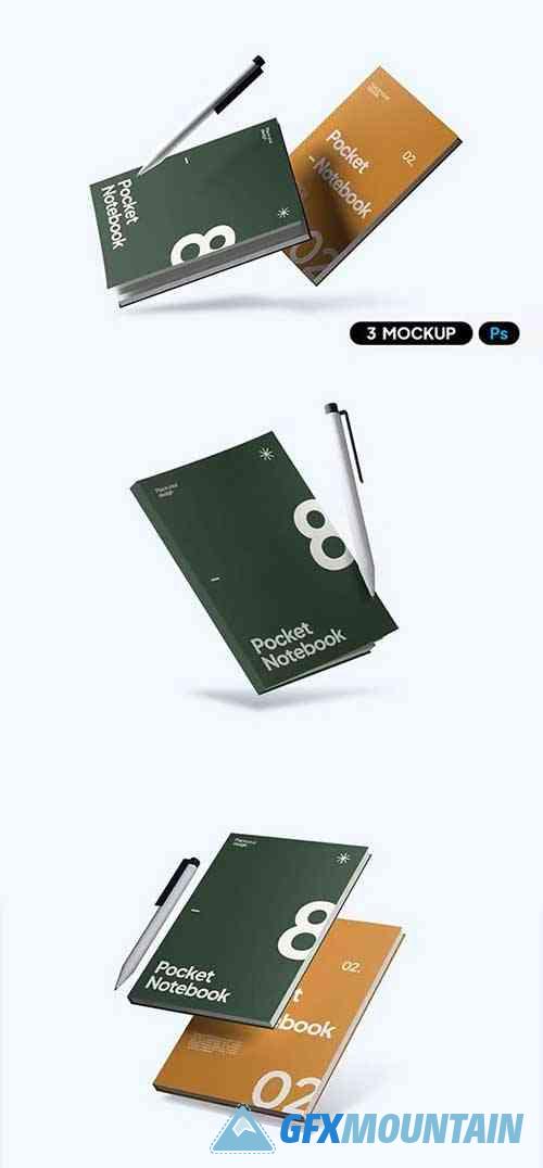 Pocket Notebook With Ballpoint Pen Mockup