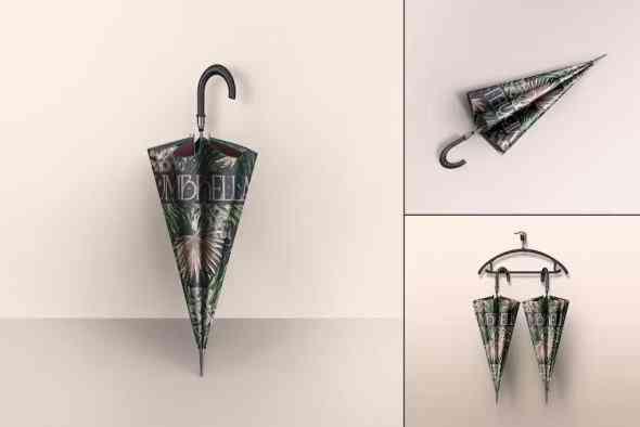 Folded Umbrella Branding Mockup Set