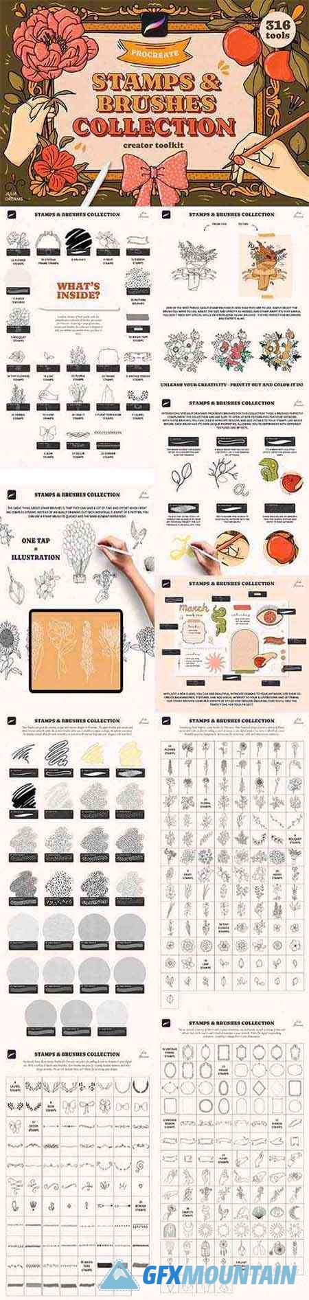 Stamp Brushes Procreate Flowers Frames Floral