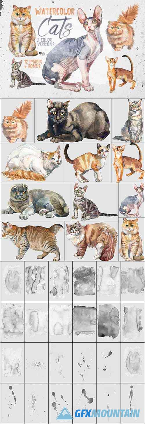 Beautiful Realistic Watercolor Cats