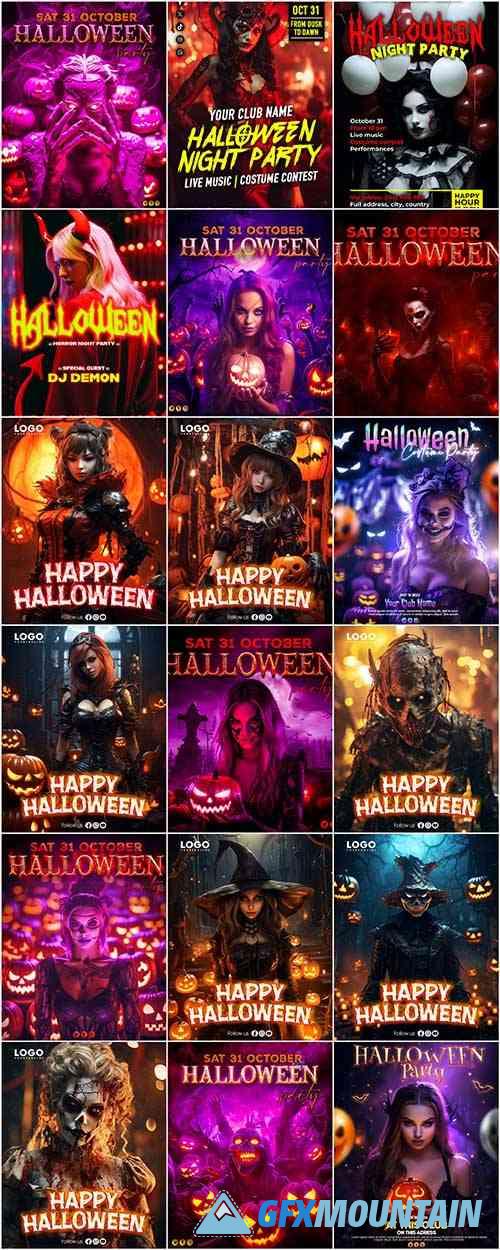 Happy halloween psd poster design