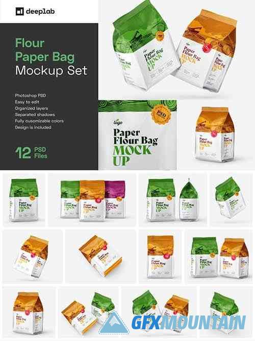 Paper Flour Bag Mockup Set | Pouch