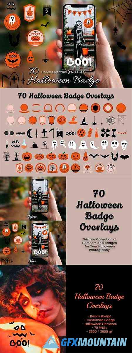 70 Halloween Badge Photo Overlays