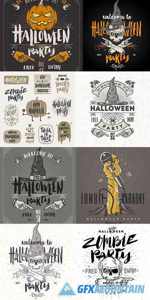Halloween Poster Or Invitation Vintage Design Illustration