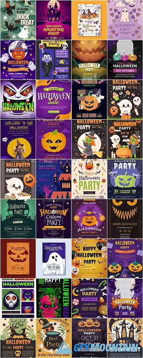 Realistic Halloween Party Vertical Flyer Template