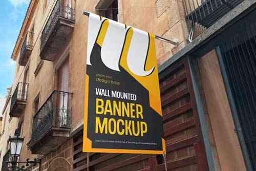 Wall Mounted Banner Mockup