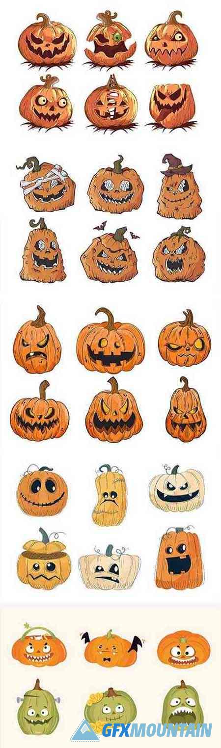 Halloween Pumpkins Illustration Set