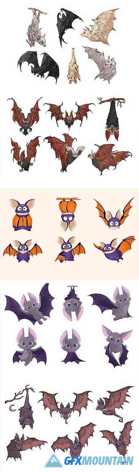 Halloween Bats illustration Set