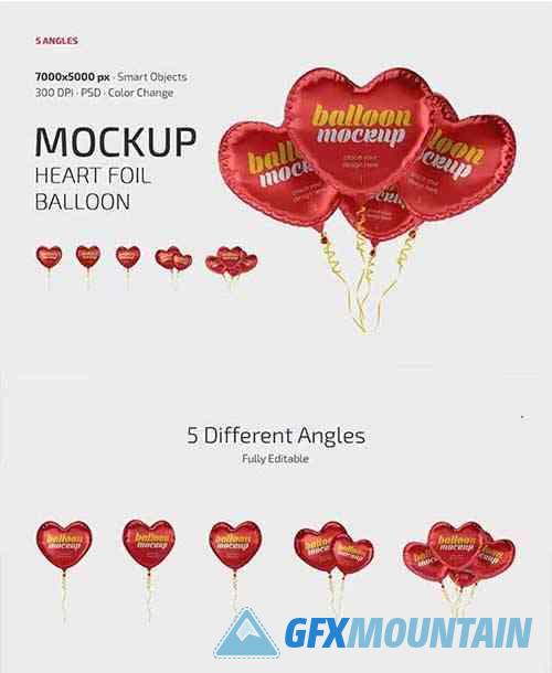 Heart Foil Balloon Mockup Set