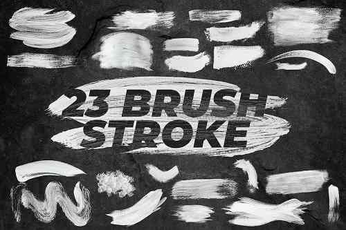 23 Isolated White Paint Brush Strokes Overlay