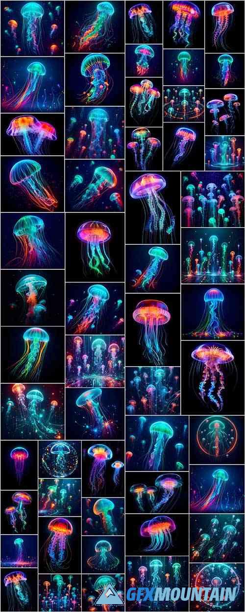 Cyberpunk Glowing Jellyfish