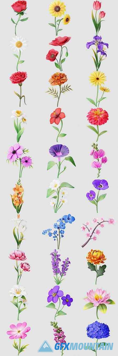 3D Flower Icons