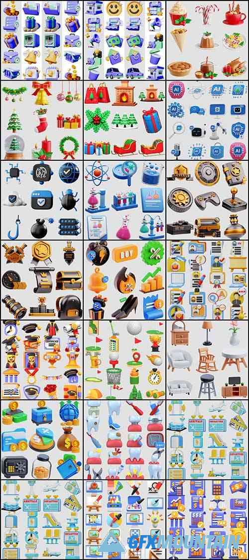 20 3D Icons Bundle 2023