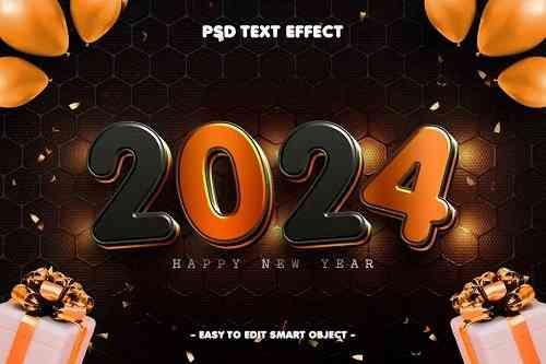 New Year 2024 3d Editable Text Effect