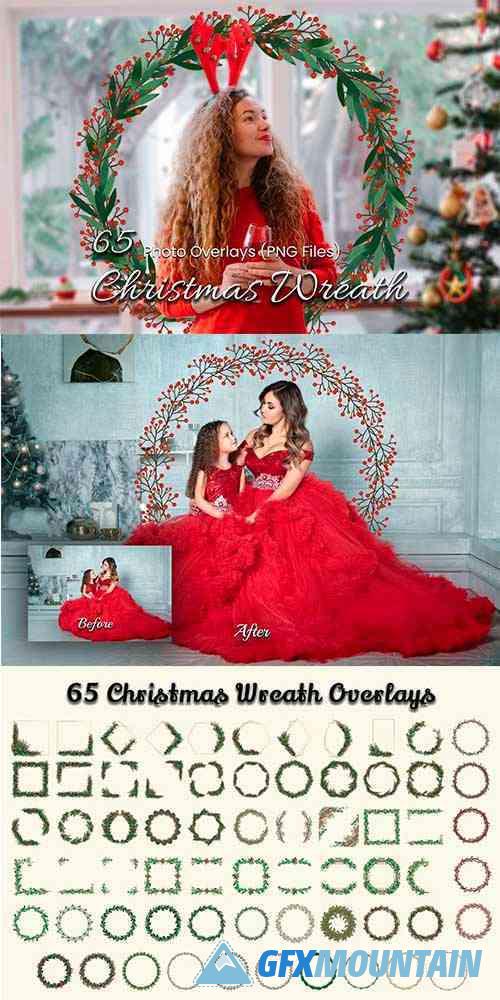 Christmas Wreath Photo Overlays