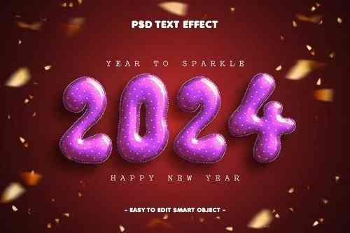 New Year 2024 Balloon Text effect Layer Style