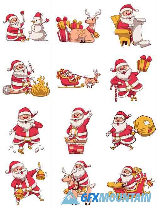 Santa Claus Character Illustration Set Collection