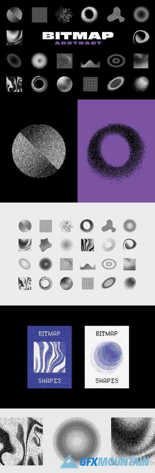 Abstract Dithering Bitmap Shapes Vector Elements