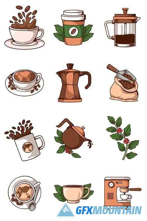 Coffee Element Illustration Set Collection