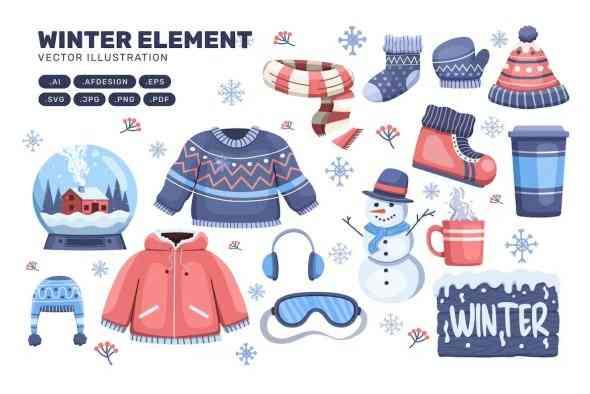 Winter Object Element Collection Clip Art