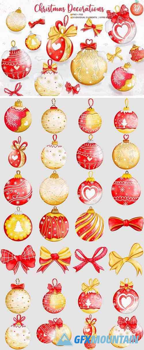 Christmas Ball - Christmas Ornament Watercolor