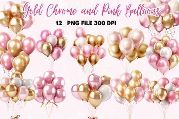 Gold Chrome & Pink Balloons