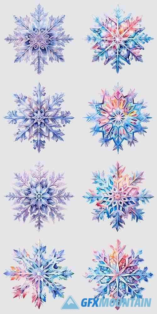 Watercolor Snowflakes Cliparts
