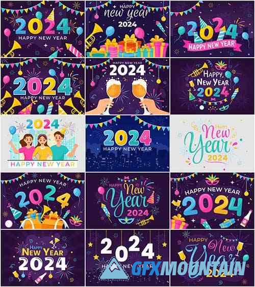 Happy New Year 2024 Illustrations