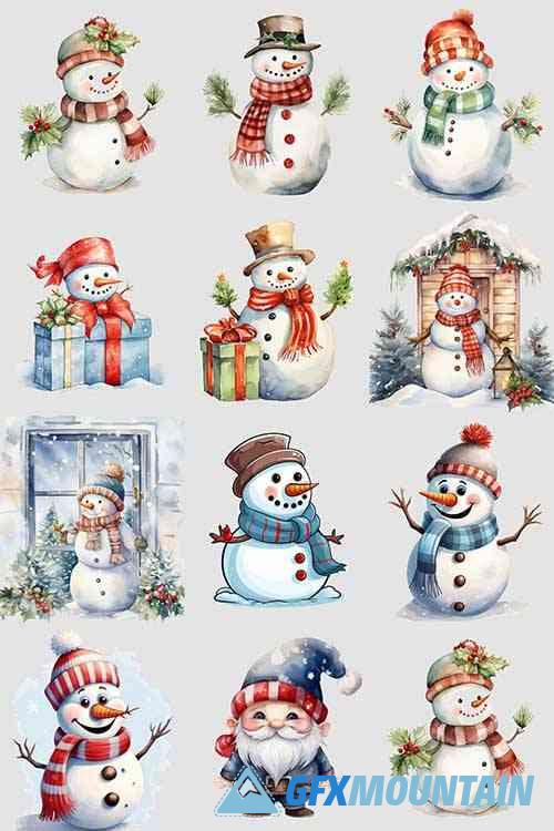 Cute Snowman Clipart Pack