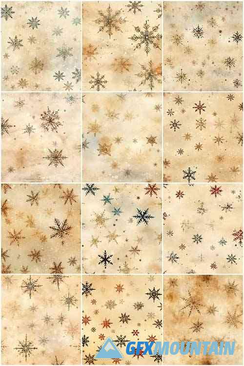 Snowflakes Junk Journal Textures Collection