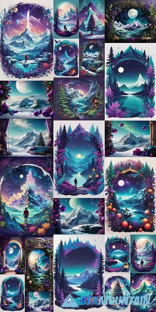 Fantasy Winter Backgrounds Collection