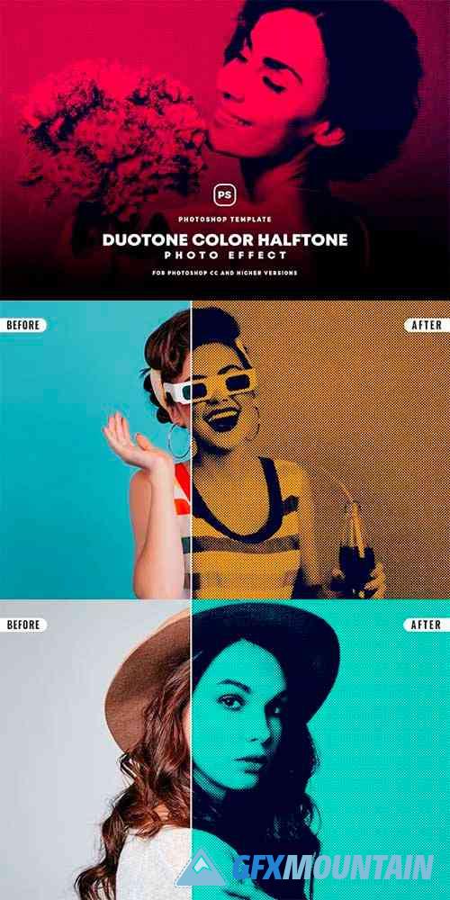 Duotone Color Halftone Photo Effect