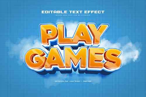 3D Play Games Vector Text Effect