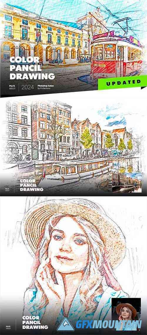 Color Pancil Drawing Photoshop Action