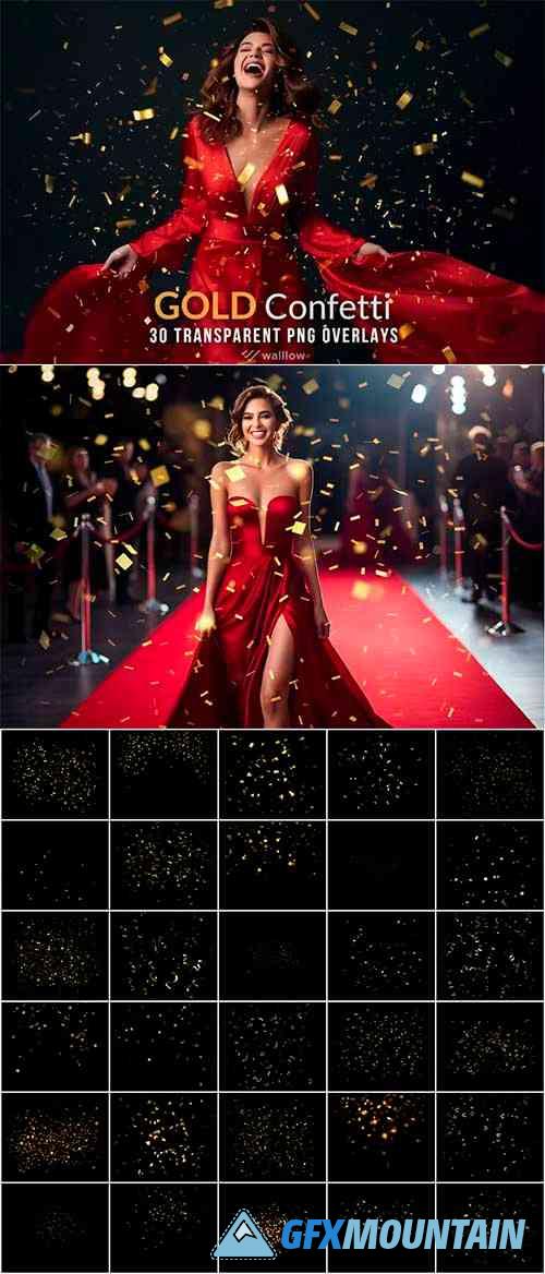Gold confetti Transparent PNG photo overlays