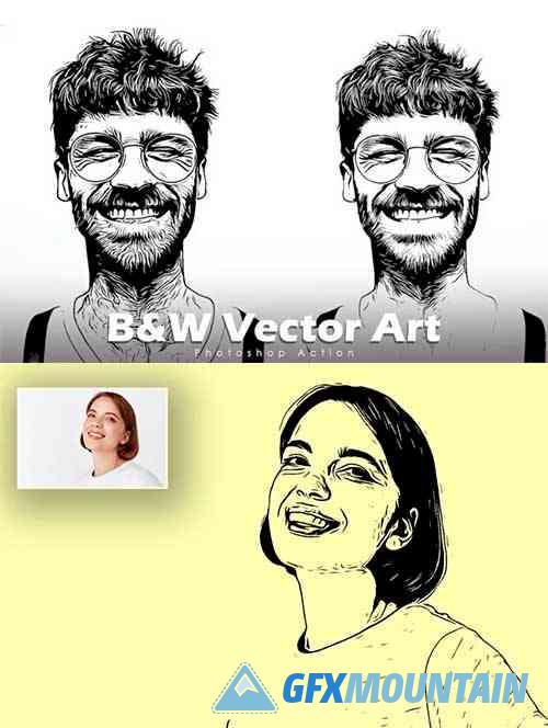 Black And White Vector Art Photoshop Action