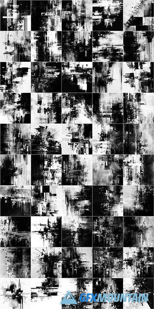 Glitched - 50 Black & White Textures