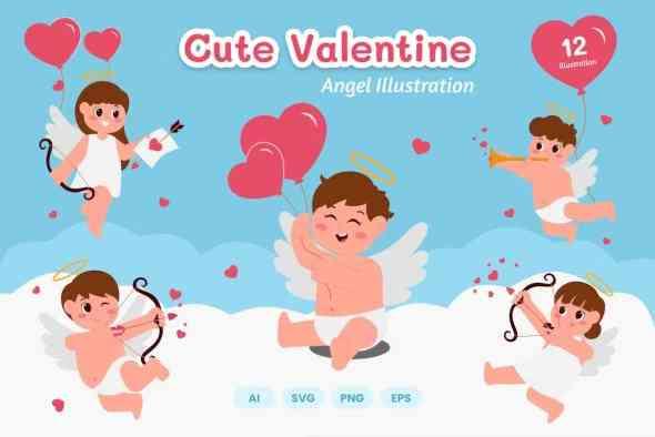 Cute Valentine Angel Illustration