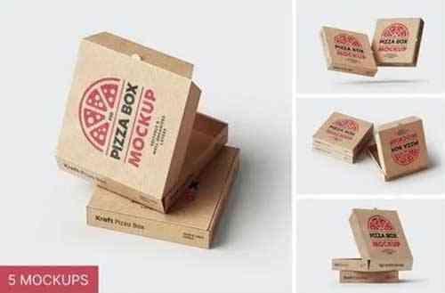Kraft Pizza Delivery Box Mockup Set